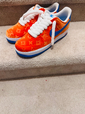 CUSTOM ORANGE AND BLUE VELVET
