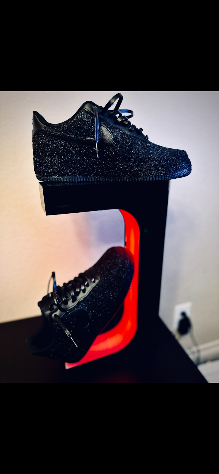 Black Glitter AF1 {Red Bottoms) - MQ Customs