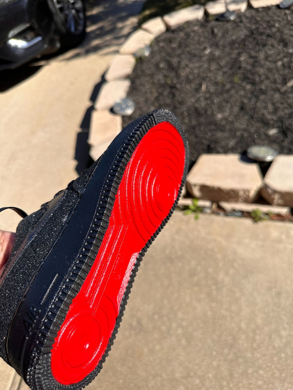 Black Glitter AF1 {Red Bottoms) - MQ Customs