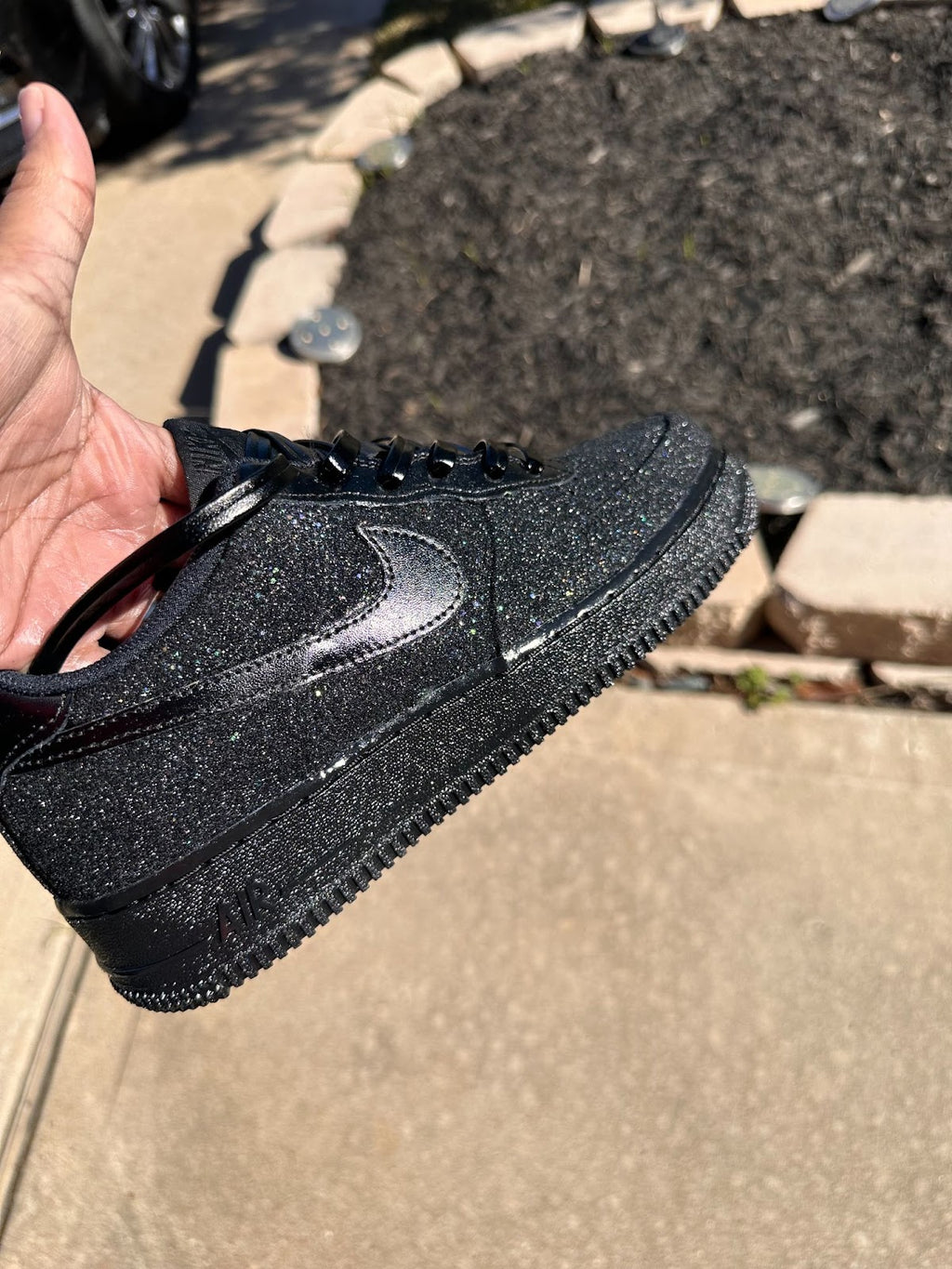 Black Glitter AF1 {Red Bottoms) - MQ Customs