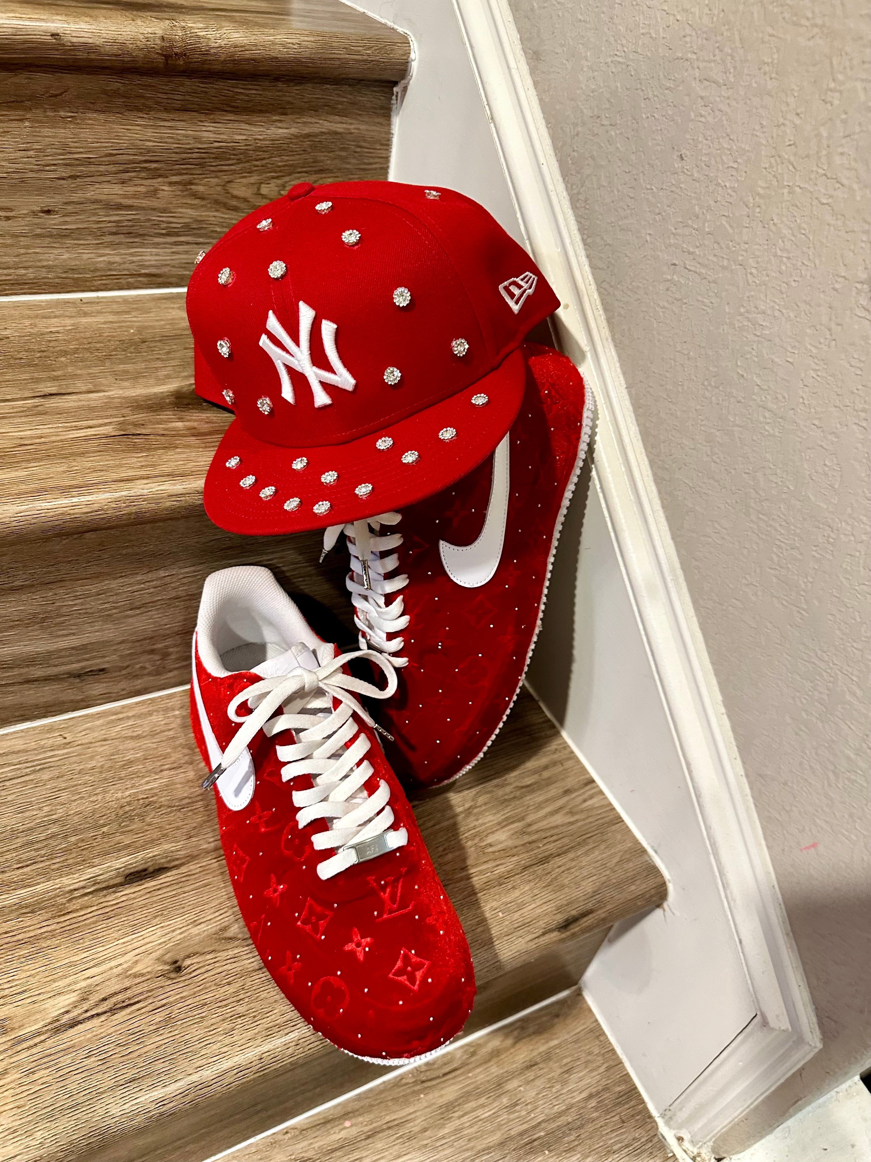 Red sparkle velvet AF1