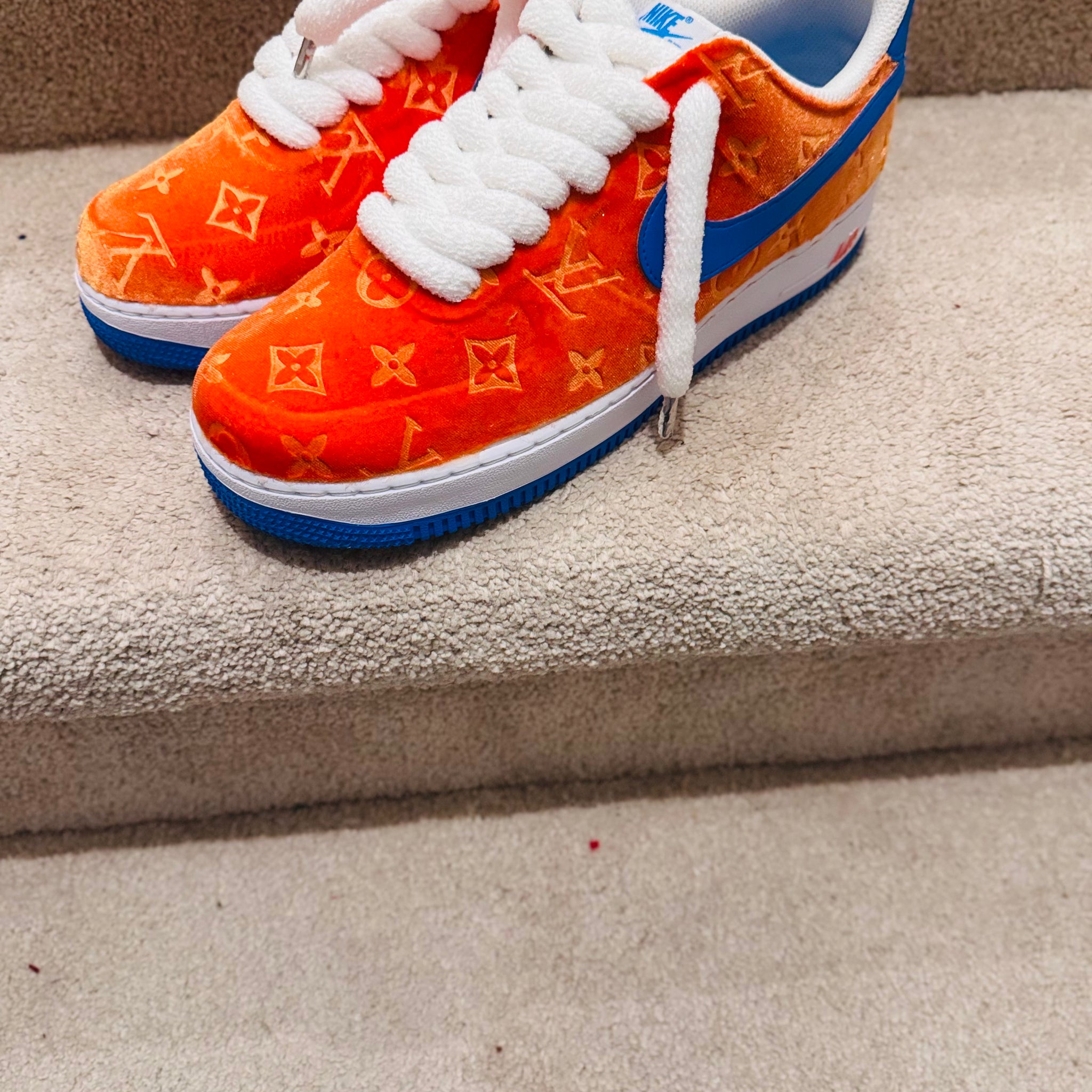 CUSTOM ORANGE AND BLUE VELVET