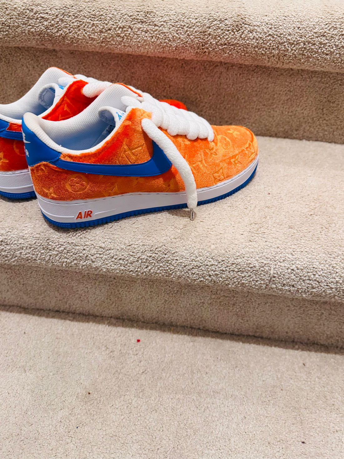 CUSTOM ORANGE AND BLUE VELVET
