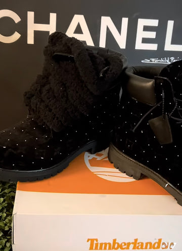 Rhinestone velvet timberlands