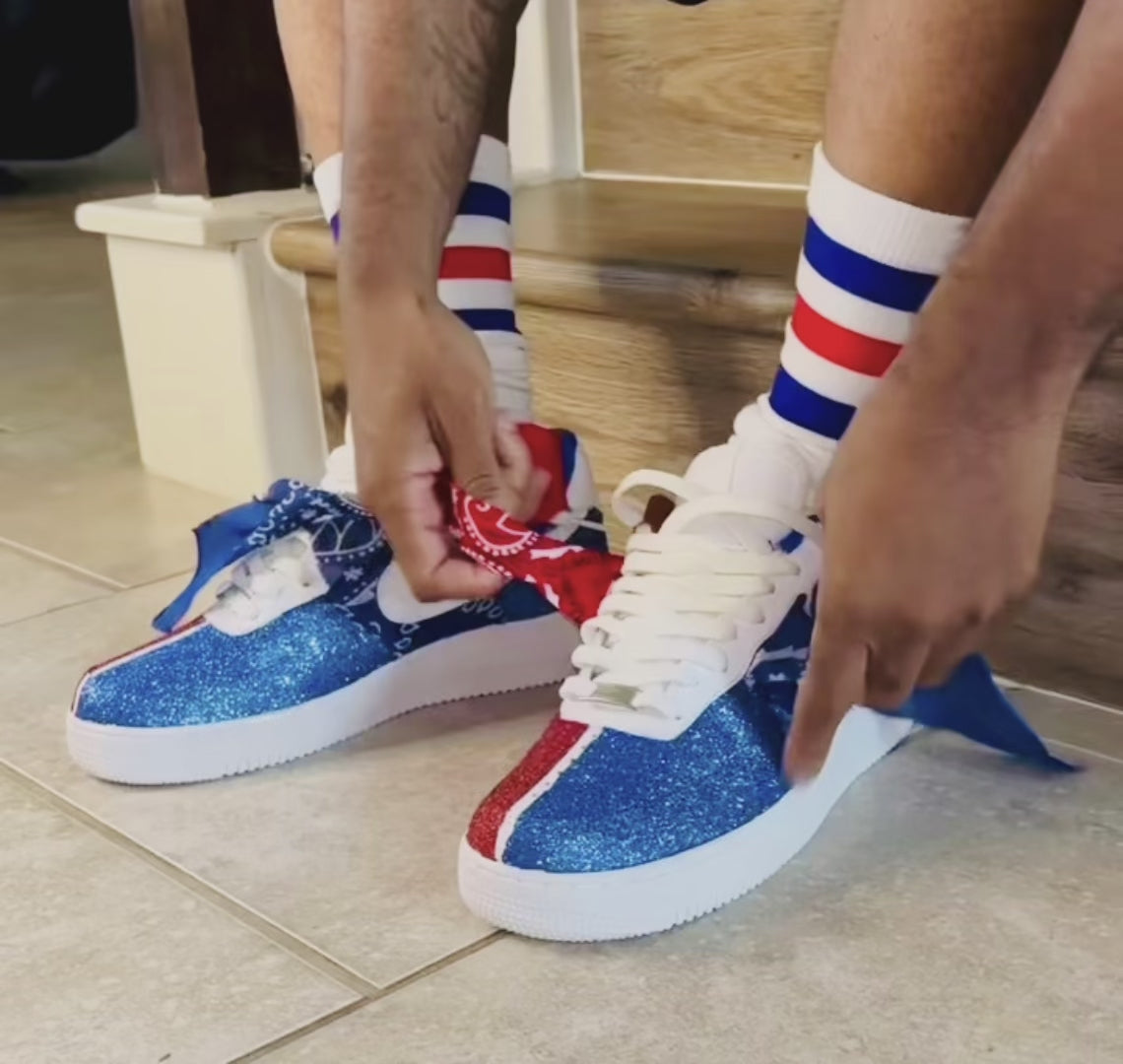 Red and Blue bandana Glitter Af1