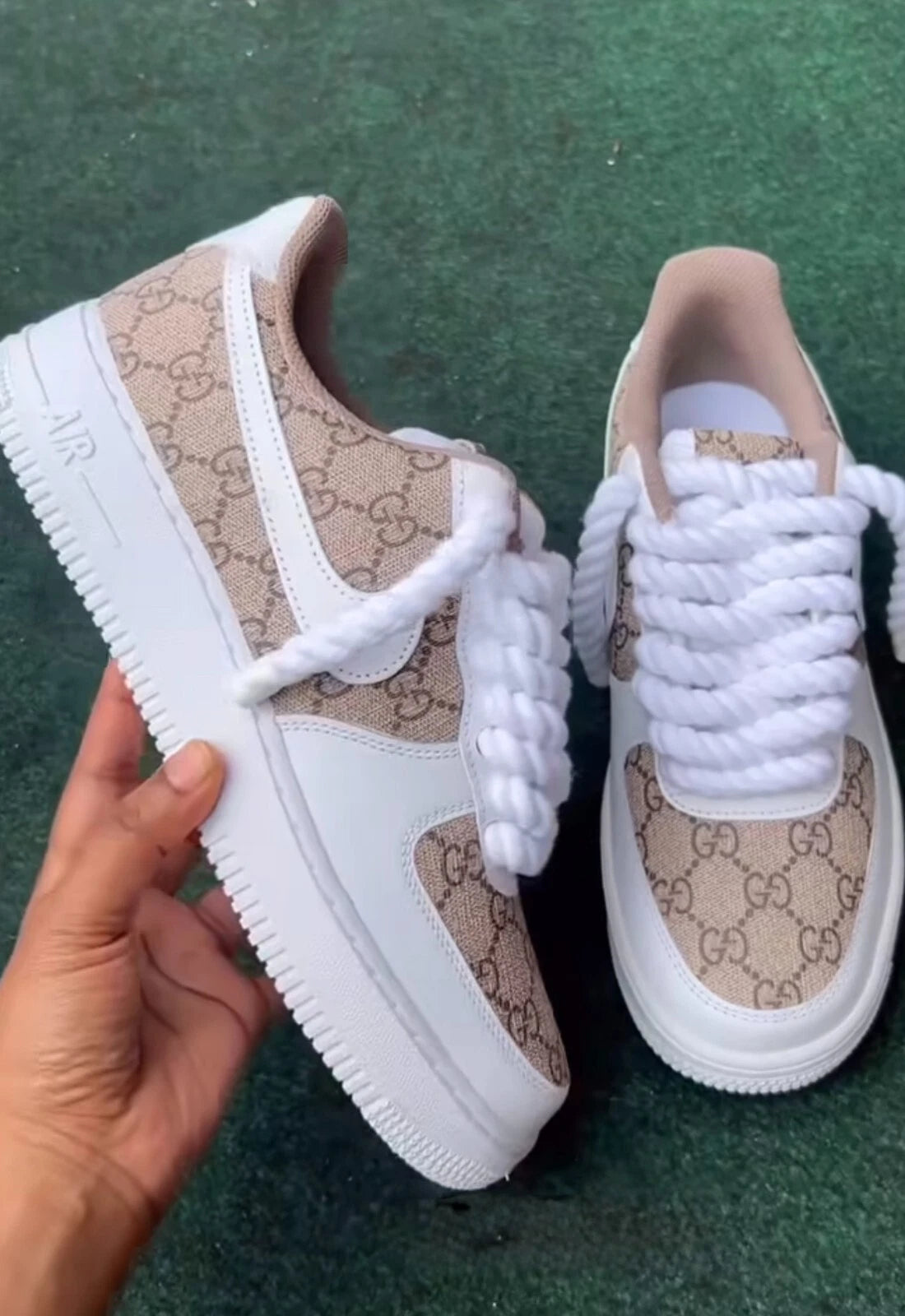 Custom tan af1 with rope laces